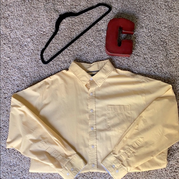 Men’s yellow collared button down casual shirt - Picture 1 of 4